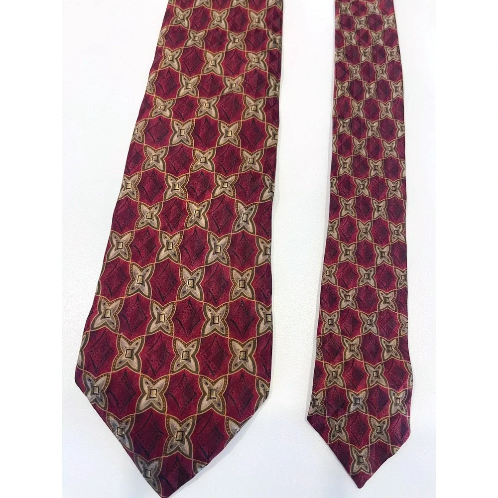 J.Z. Richards Red Gold Silk Floral Patterned Mens‎ Tie